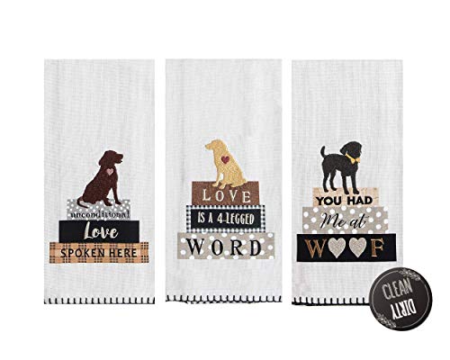 18Th Street Gifts Dog Decor Dish Towels - Set Of 3 100% Cotton Tea Towels For Dog Lovers And Dishwasher Magnet - Dog Mom Gifts For Women - Dog Themed Gifts - Dog Kitchen Decor #TOP3