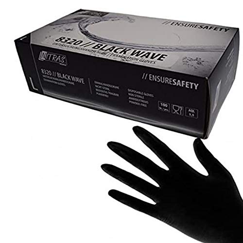 Schwarze Nitril Handschuhe Nitras"Black Wave" 100 Stück Größe XS