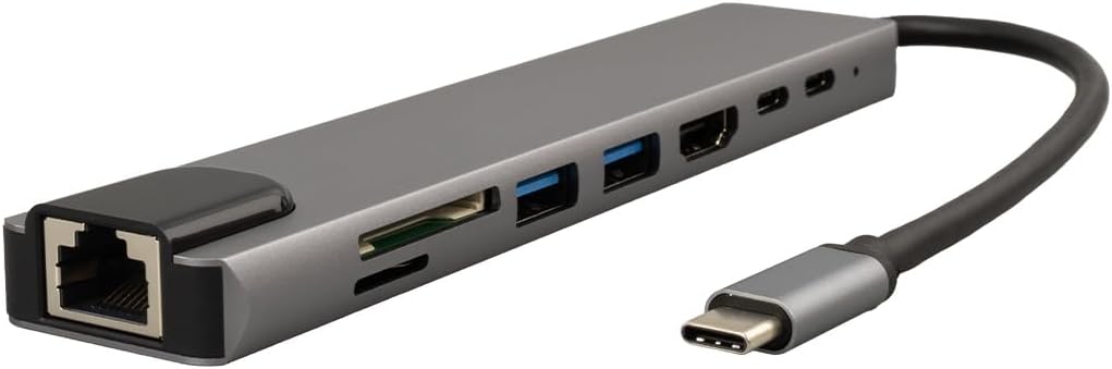 RACA, Type-C 8in1 HDMI Çok Fonksiyonlu USB 3.0, Dock Station, Tf-t, SD, Usb2.0, HDMI, Usb-C, PD, RJ45,