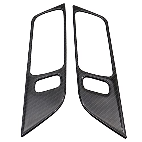 Secosautoparts 2Pcs Car Door Interior Handle Button Decoration Moulding Frame Cover Trim Compatible With Ford Mustang 2015 2016 2017 2018 2019 2020 2021 (Carbon Fiber Veins) #TOP6