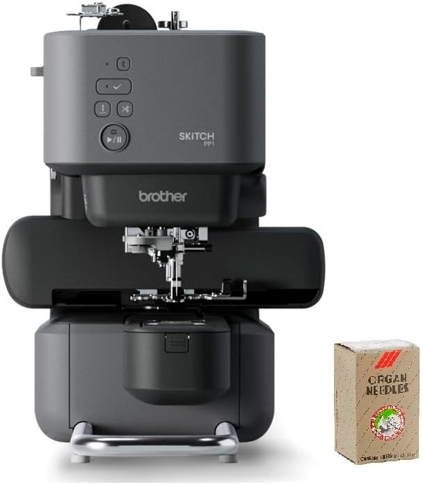 Brother PP1 Skitch Single-Needle Embroidery Machine and SAEMB7511 100-Piece 75/11 Embroidery Needles