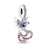Aiftiko Chinese Mythical Phoenix Dangle Charm 925 Sterling Silver,Jewelry Beads Gifts for Women Bracelet&Necklace A0148