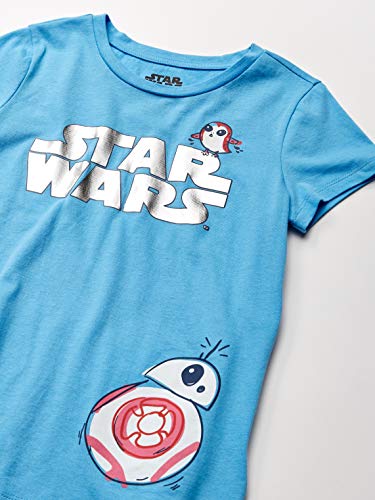Amazon Essentials Disney | Marvel | Star Wars | Frozen | Princess Girls' Short-Sleeve T-Shirts (Previously Spotted Zebra), Pack Of 4, Purple/Pink/Blue, Star Wars Rule The Galaxy, Medium #TOP3