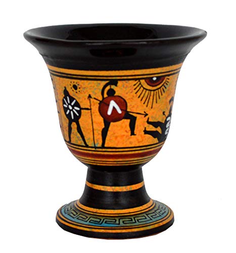 Talos Artifacts Pitágoras Fair Cup - Pitágoras - Pintada a mano con diseño de batalla de espartanos Cover