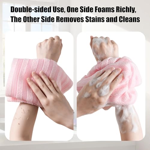2er-Satz Extra langer Peeling-Waschlappen,Peeling-Handtuch,Extra Lang Exfoliating Waschlappen,Extra langes Körperpeeling-Handtuch,Peeling-Massage Tiefenreinigung obersten Hautschicht, Männer Frauen