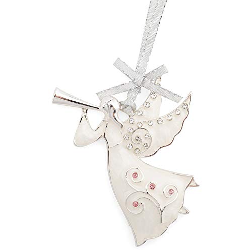 Roman October Birthstone White Trumpet Angel 3 X 2 Zinc Alloy Decorative Hanging Tree Christmas Ornament #TOP25
