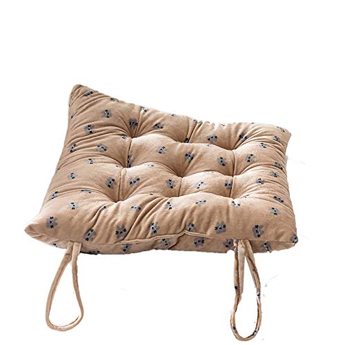 Brown dibujos animados cuadrado cojines de asiento cómodo lavable engrosamiento cojines para silla con lazos antideslizante cojines de asiento para oficina-c 35x35cm