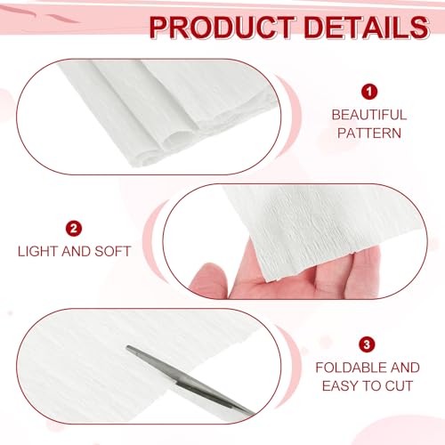 Image of MECCANIXITY Crepe Paper Roll 7.5ft Long 20 Inch Wide for Wedding Ceremony Various Large Festivals Decoration, White