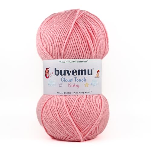 Image of Cloud Touch Baby - DK Weight Soft Anti-Pilling Yarn for Baby Clothes, Blankets & Amigurumi Crochet & Knitting, 90% Acrylic 10% Viscose derived from Bamboo, 3.53 Oz / 262 Yards (Flamingo Pink, 1 Pack)