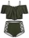 Sovoyontee Women Army Green Plus Size Ruffle Flounced High Waisted Swimsuits Swimwear 3XL 18