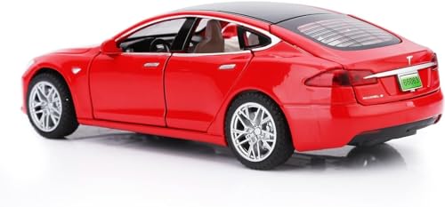 Image of Invite Enterprise Car Tesla Model 66063 1:32 Scale Alloy Diecast Model Metal Pull-Back Car With Sound Light And Opening Doors: A Kids' Toy Vehicle Gift (1:32 Tesla - Red)