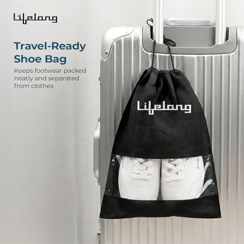 Image of Lifelong Shoe Bags for Travel with Clear Window | Pack of 6 Drawstring Shoe Bags | Waterproof & Dustproof Shoes Cover for Sports Shoes, Sneakers, Heels, Flats | Gym, Luggage & Home Use