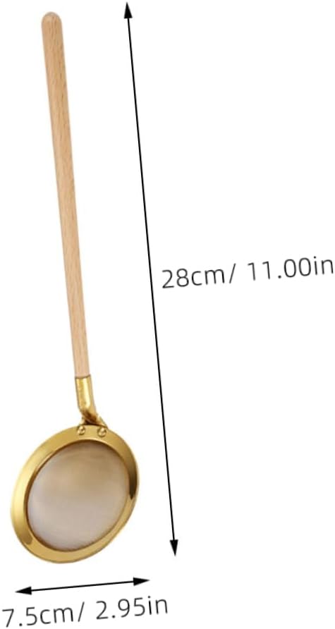 Fine Mesh Skimmer Spoon with Wooden Handle for Cooking