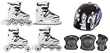 4in1 Kinder Inline Skates/Triskates/Rollschuhe Croxer Novum + Schützer + Helm (31-34+Schützer Gauss XS+Helm Runner M, White)
