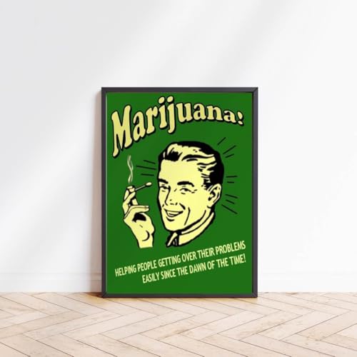Image of Vintage Anti Drug Propaganda Print, Retro Social Alarmist Funny Wall Art Poster (Marijuana Helping People, A3 Print Only)