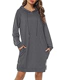 ♥ 【HOCHWERTIGER STOFF】 Dieses hoodie kleid mit Kordelzug für Damen besteht aus 80% Baumwolle+20% Polyester. Sykooria Damen Langarm Sweatshirt wird durch bequemes Ankleiderlebnis Ihre Erwartungen übertreffen.