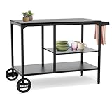 Cozze® BBQ Station Carro para Barbacoa 115 cm, Mesa Exterior de Acero galvanizado, Estante Ajustable 3 Niveles para Horno de Pizza, Ruedas Grandes y Patas Regulables, Carga máx. 100 kg