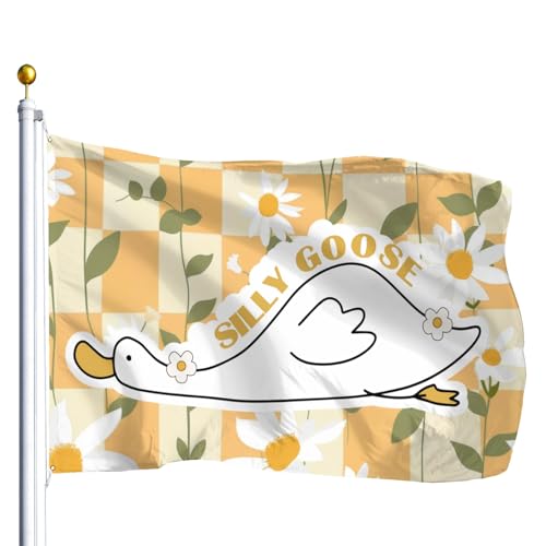 Silly Goose On The Loose Funny Yard Flags 3x5 Feet With 2 Brass Grommets protection Fade Resistant For Classroom Wall Decor Banner For College Dorm Room Decor Outdoor Parties
