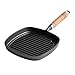 XJJZS Black Pan - Ghisa Padella Antiaderente con Resistente al Calore Stripe Pan con Manico in Legno
