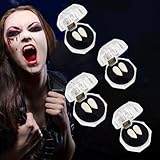 KXYINOS 4 Paires Costume de Dents de Vampire 4 Tailles Crocs Dents Fausses pour Accessoires de Fête de Cosplay Faveurs de Crocs de Fête d’Halloween