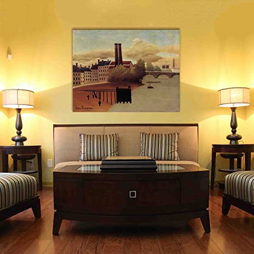 "Uitzicht op de buitenwijken" door Henri Rousseau Schilderij Canvasafdrukken Voor Muur Foto's Thuis Woonkamer Decoratie Moderne Keuken Muurkunst voor Slaapkamer (80x105cm31x41inch, ingelijst) - Image 4