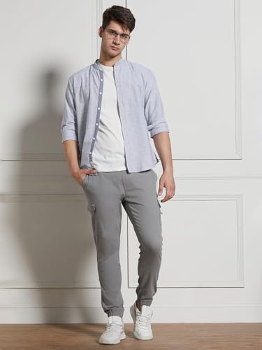 Image of Dennis Lingo Mens Cotton Lycra Solid Mid Rise Regular Fit Stretchable Cargo Joggers