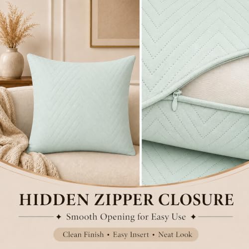 Image of RD TREND UltraSonic Microfiber Cushion Covers, 60 x 60 cm /24 x 24 inches, Set of 5, 250 TC,Back Zipper (Peista Green)