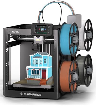 FLASHFORGE AD5X Multi-Color 3D Printer 4 Colors with IFS, Fully Auto Leveling FDM 3D Printer with Max 600mm/s High Speed Printing and Max 300°C Nozzle, Large Printing Size 220 * 220 * 220mm