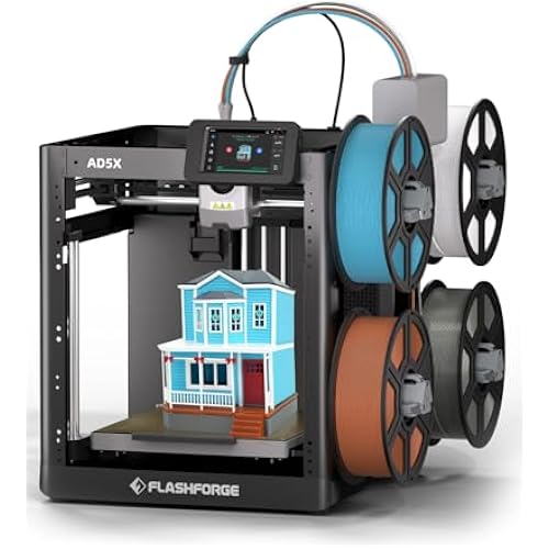 FLASHFORGE AD5X Multi-Color 3D Printer 4 Colors with IFS, Fully Auto Leveling FDM 3D Printer with Max 600mm/s High Speed Printing and Max 300°C Nozzle, Large Printing Size 220 * 220 * 220mm