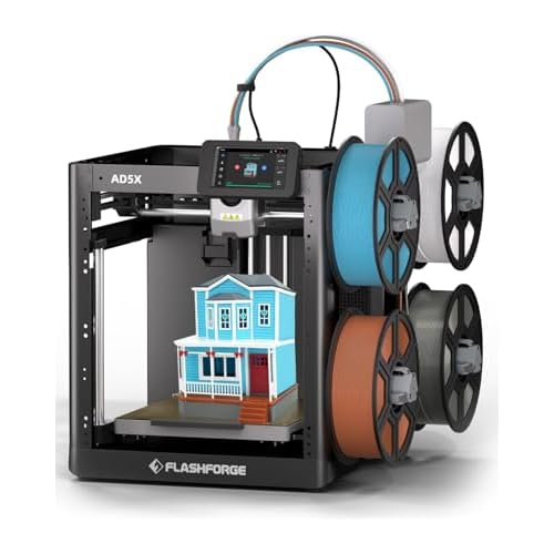 FLASHFORGE AD5X Multi-Color 3D Printer 4 Colors with IFS, Fully Auto Leveling FDM 3D Printer with Max 600mm/s High Speed Printing and Max 300°C Nozzle, Large Printing Size 220 * 220 * 220mm