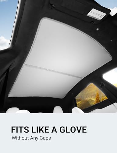 BASENOR 2024 2023 2022 Tesla Model S Model S Plaid Glass Roof Sunshade UV Rays Protection Foldable Sunroof Sunshade Top Window Sun Shades for Tesla Model S Heat Isolate Split Type Upgraded Grey - Thumbnail 2