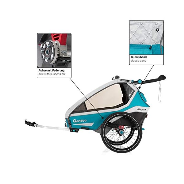 Qeridoo Kidgoo1 (2020/2021) Kinderfahrradanhänger, Fahrradanhänger 1 Kind - Petrol – Bild 6