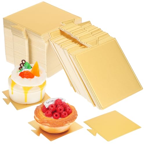 VALICLUD 100 Sheets Mini Cake Boards Cardboard Cake Boards Mousse and Dessert Displays Sturdy Square Shape for Decorating and Serving