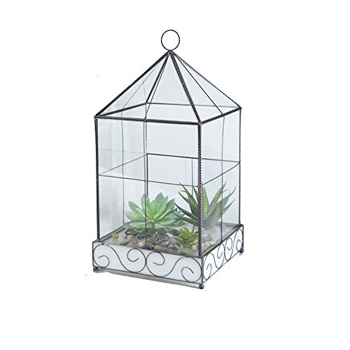 Heqianqian Terrariums Verre Métal Mur géométrique Suspendu for Terrarium Succulent Plantes Fleurs Orchidées Feuillage et Plus Artisanat Décoratif (Color : White, Size : 21x21x42cm)