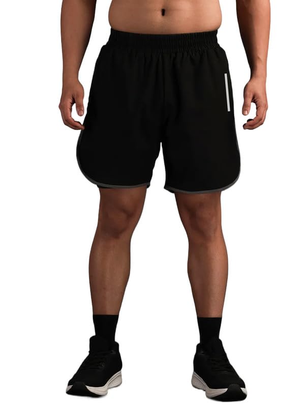 Image of CHKOKKO Double Layered Gym Shorts for Men Workout | Compression Inner Layer with Pockets Across Inner Outer and Back | Dry Fit Sports Athletic wear for Running Jogging or Training