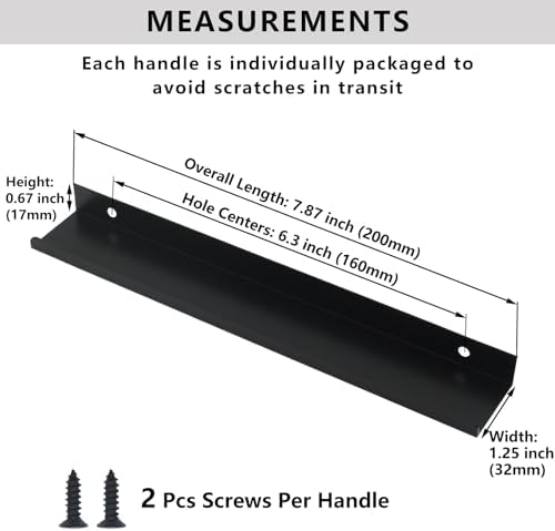 HANIHUA 30 Pack Matte Black Finger Pulls for Cabinets, Modern Edge Pulls - 1