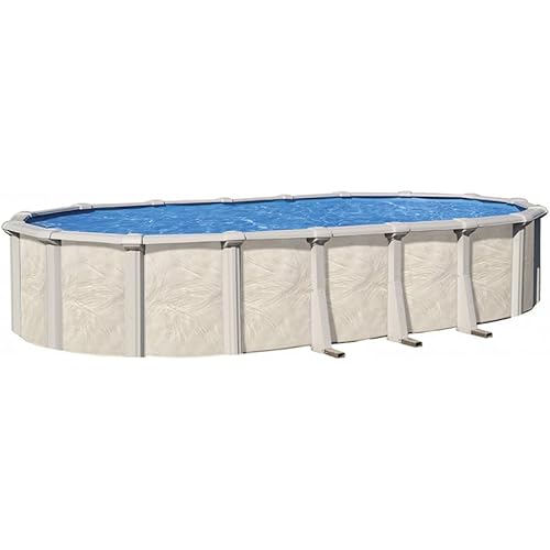 Wilbar Pools 'Forever' 18 ft x 33 ft Oval Above Ground Swimming Pool | 54 Inch Resin Protected Steel Sided Walls | Bundle Includes: 25 Gauge Overlap Liner & Widemouth Skimmer