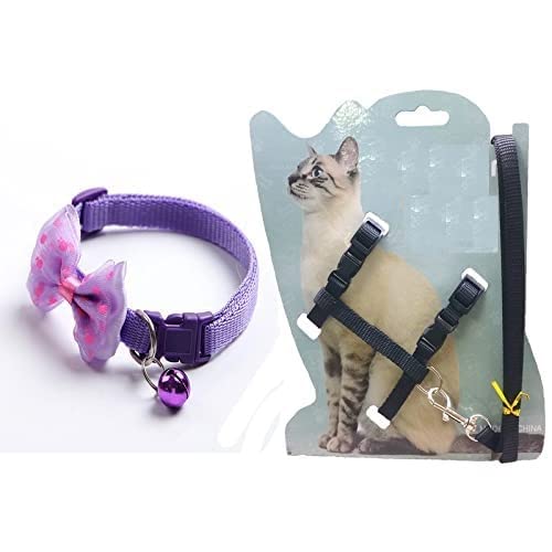 SR VISION 10mm Long Paw and Bone Print Nylon Harness Leash with Bow Tie or Bell Set with Adjustable Buckle for Small Breeds of Dogs (Black) (B0BQHMTGB4) Amazon Price History, Amazon Price Tracker