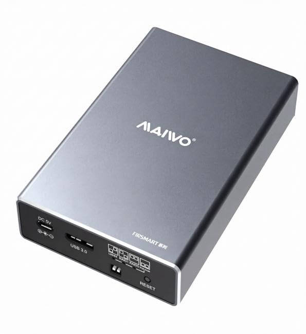 Ticfox Caja RAID de dos bahías para SSD y HDD SATA de 2,5', USB 3.0 Gen 2 10 Gbps con UASP, RAID 0/1/JBOD/PM, 16 TB de capacidad, caja externa de aluminio para disco duro