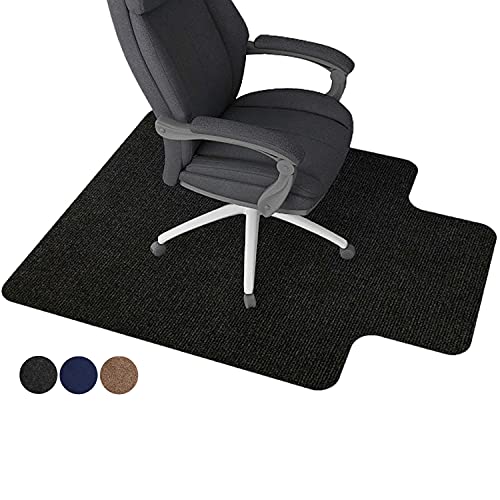 ECOSO Office Chair Mat for Hardwood  Tile Floor, with Lip, 36 x 48 ,0.16  Thick, Hard Floor Protector, Anti Slip, Self Adhesive and ECO Friendly, Floor Mat for Office Home. (Grayish Black)