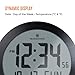 MARATHON 8-Inch Round Digital Wall Clock, Black/Stainless Steel - Large, Easy-to-Read Display - AM/PM or 24-Hour Time, Eight Time Zones, Indoor Temperature, Date
