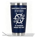 EchoMaven Boating Gifts for Men, Cool Gifts for Boat Owners, Sometimes I Wonder Is My Boat Is Thinking About Me Too Funny Boat Captain Gift, Best Nautical Sailor Birthday Present for Dad 20oz Tumbler