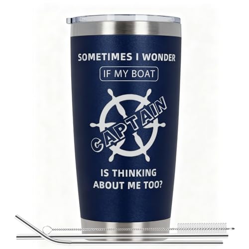 EchoMaven Boating Gifts for Men, Cool Gifts for Boat Owners, Sometimes I Wonder Is My Boat Is Thinking About Me Too Funny Boat Captain Gift, Best Nautical Sailor Birthday Present for Dad 20oz Tumbler
