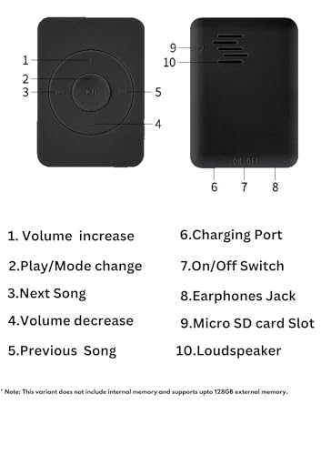Image of Xzor Bluetooth MP3 Player with Wireless Earbuds, Built-in Speaker, Auto Pairing, 128GB Memory Card Support, Rechargeable Portable Audio Player