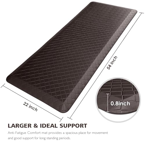 HappyTrends Kitchen Floor Mat - 4/5 Inch Thick Anti-Fatigue Kitchen Rug,Waterproof Non-Slip Kitchen Mats and Rugs Heavy Duty Ergonomic Comfort Rug for Kitchen,Office,Sink,Laundry,(22"x54", Chocolate) by HappyTrends - Image 2