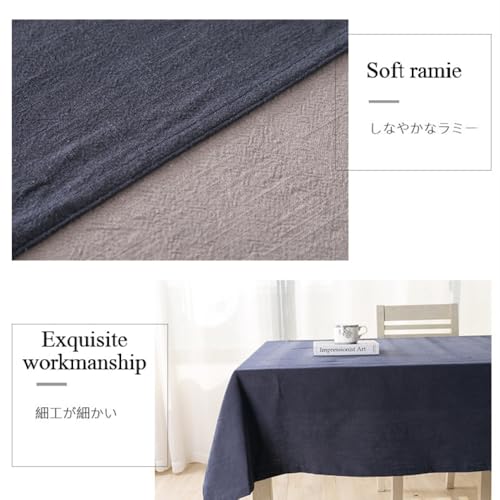 Nappe en lin lavable bleu pierre 90x90cm pour protéger votre table basse - 6