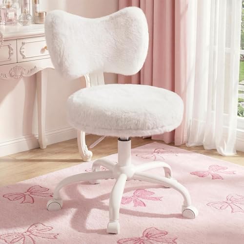 Homkdom Vanity Chair with Bow Back for Bedroom Height Adjustable Swivel