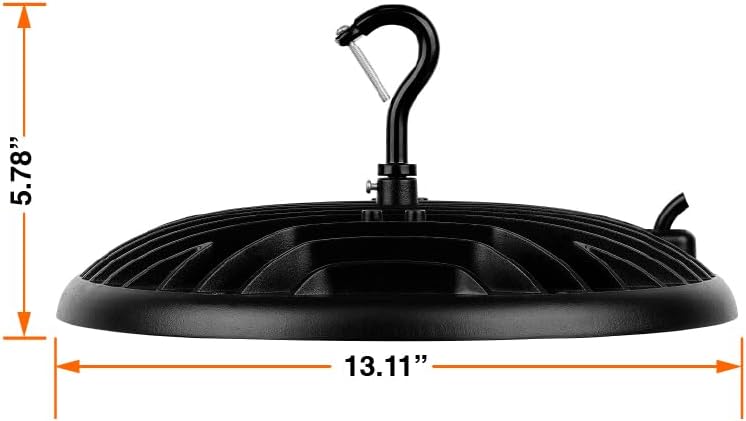 SYLVANIA ValueLED UFO LED High Bay Light, 200W, 22000 LMS, 80 CRI, 5000K, Daylight, Black, 120V with 6' Cord/Plug, High Bay Led Shop Lights for Commercial Factory Barn Garage, UL Listed-6 Pack (67261)