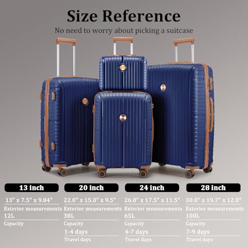 Image of Joyway Luggage Sets 6 Piece PP Hardside Carry on Suitcase with Spinner Wheels and TSA Lock for Travel, Blue