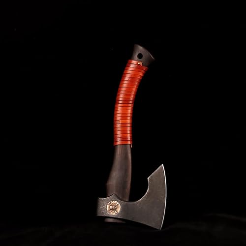 Miniatura 6 de Hacha vikinga de acero forjado a mano DC53 con vaina mango de madera de ébano Camping Hacha de lanzamiento Hacha de división Hacha